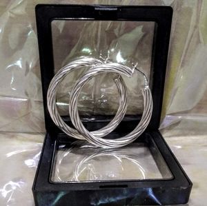 NWT Sterling Silver Ribbed Hoops